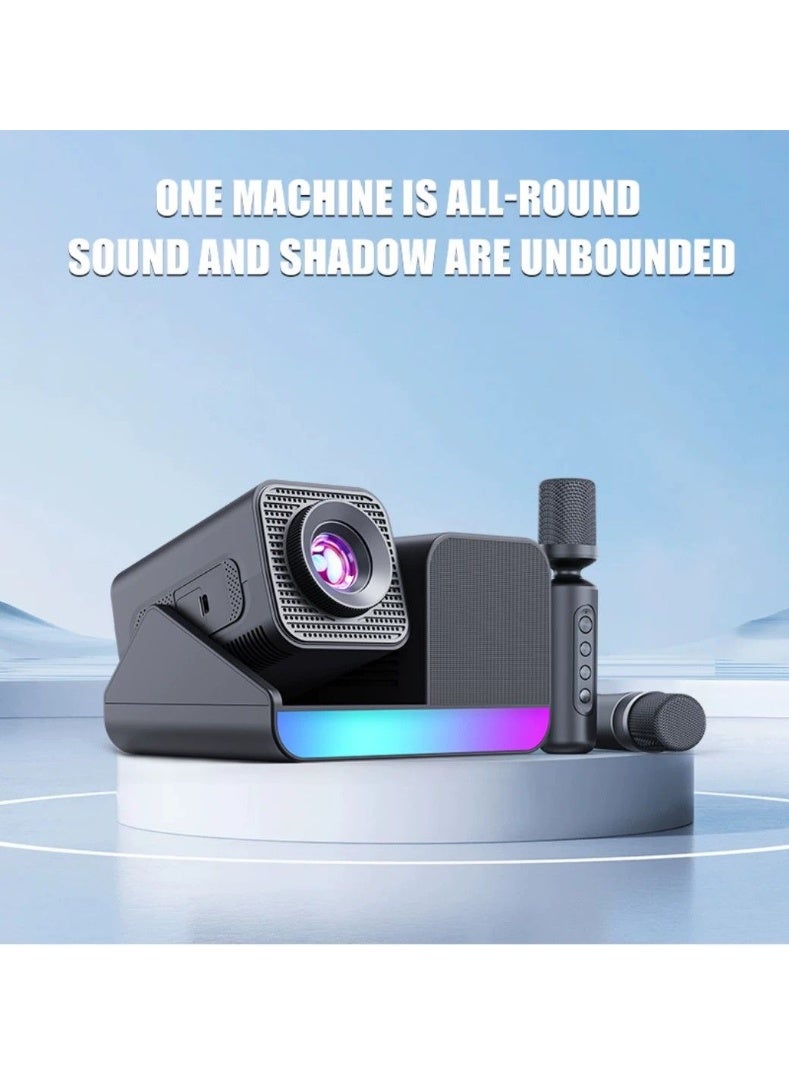 SU.YOSD 130-Inch HD Smart Projector with Bluetooth Karaoke Microphone | 3-in-1 Home Theater Projector, Built-in Stereo Speakers, WiFi 6, Android 11, Short-Throw Portable Cinema Projector - Image 2